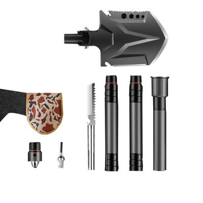 Czarna składana wielofunkcyjna łopata kempingowa 8-calowy prosty uchwyt ze stopu aluminium