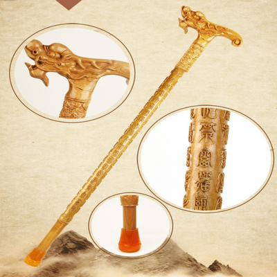 T Handle Rubber Foot Drewniana laska do chodzenia, brzoskwiniowa drewniana laska dla osób starszych